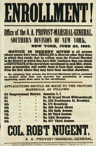 Affiche de recrutement pour la division sud de New York, 23 juin 1863